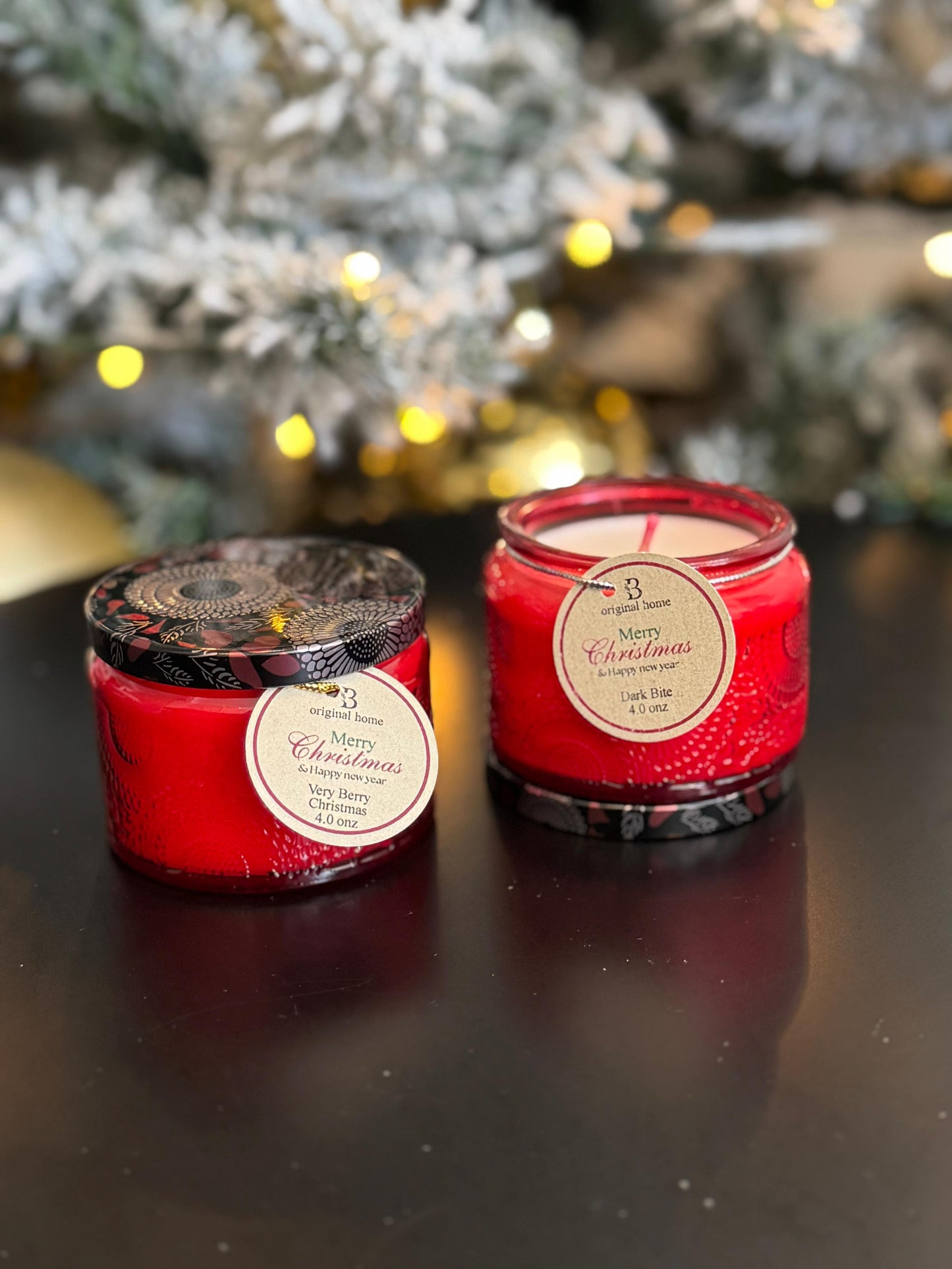 Christmas Embossed candle jar