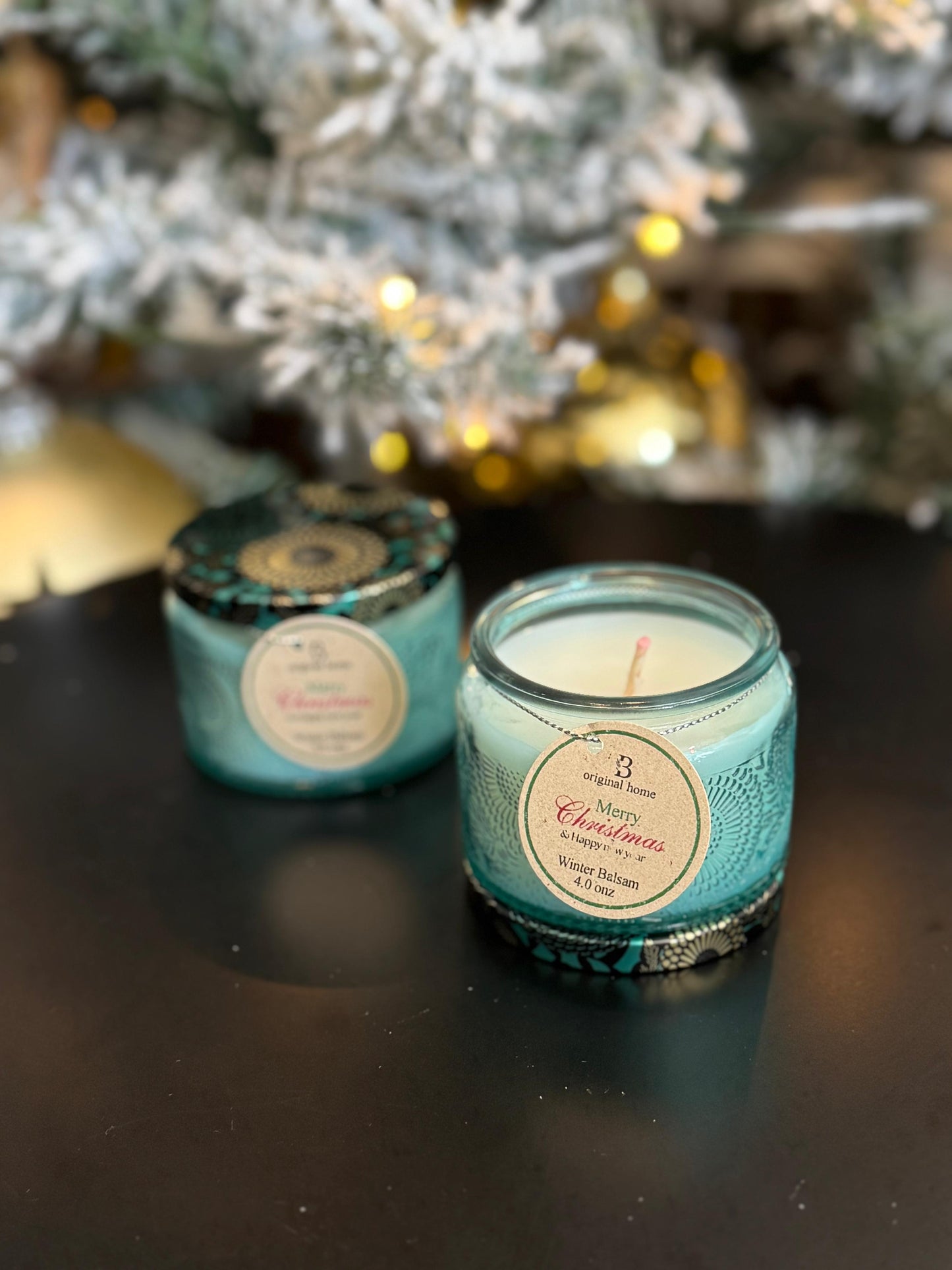 Christmas Embossed candle jar